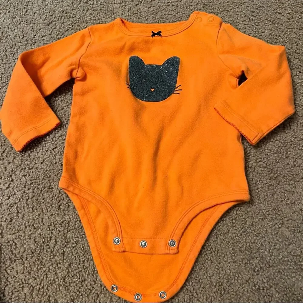 3 Piece LOT of Girls 24 Months Halloween Black Cat Bodysuit Floral & Birdie